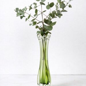 Vintage Green Cased Glass Bud Vase Mid Century Modern Scandinavian Style